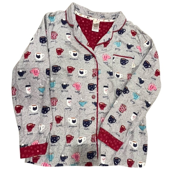 Munki Munki Coffee & Purrfect Cat Mug Flannel Pajama Set — Size Large - Picture 4 of 13